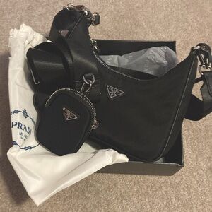 NEW Black Nylon Reedition Dupe Shoulder Purse with Crossbody Strap